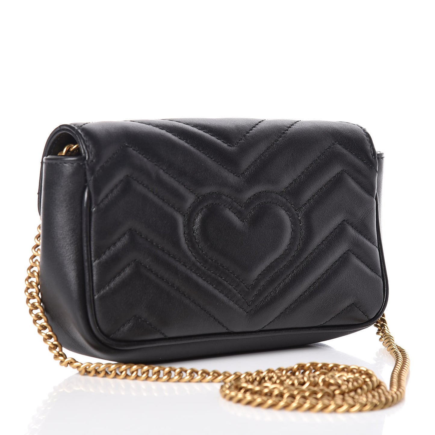 Calfskin Matelasse Super Mini GG Marmont Shoulder Bag Black