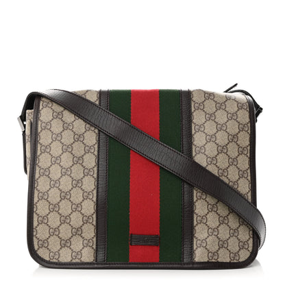 Gucci GG Plus Monogram Web Medium Flap Messenger Beige Dark Brown 1 of 10