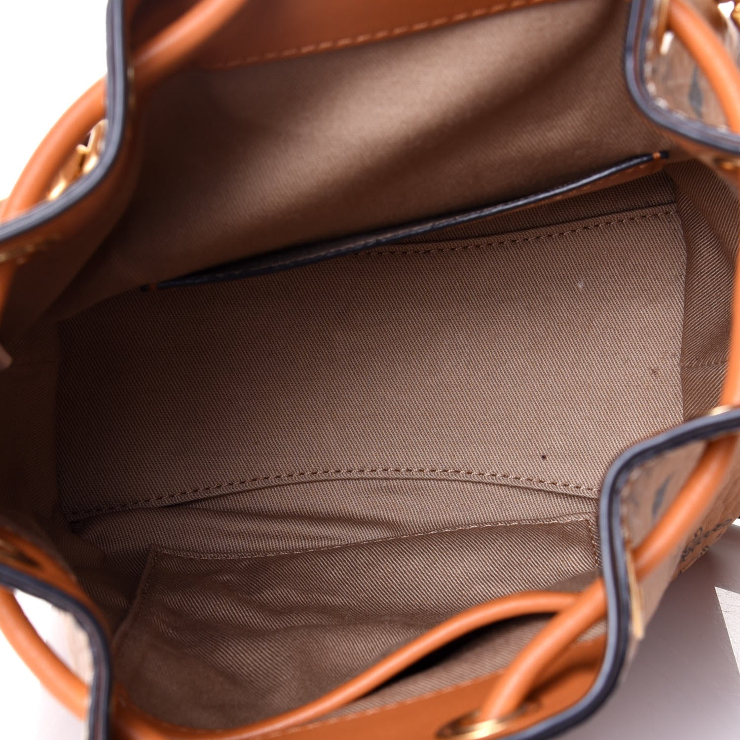 MCM Visetos Berlin Mini Drawstring Bucket Bag Cognac 4 of 4