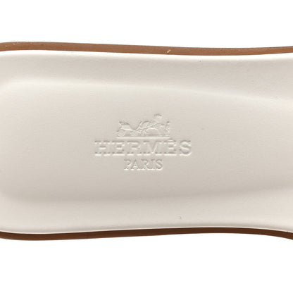 Hermes Box Calfskin Oran Sandals 39 White 8 of 9