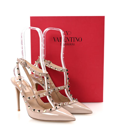 Valentino Garavani Patent Nappa Rockstud Ankle Strap 100mm Pumps 38.5 Poudre 9 of 9