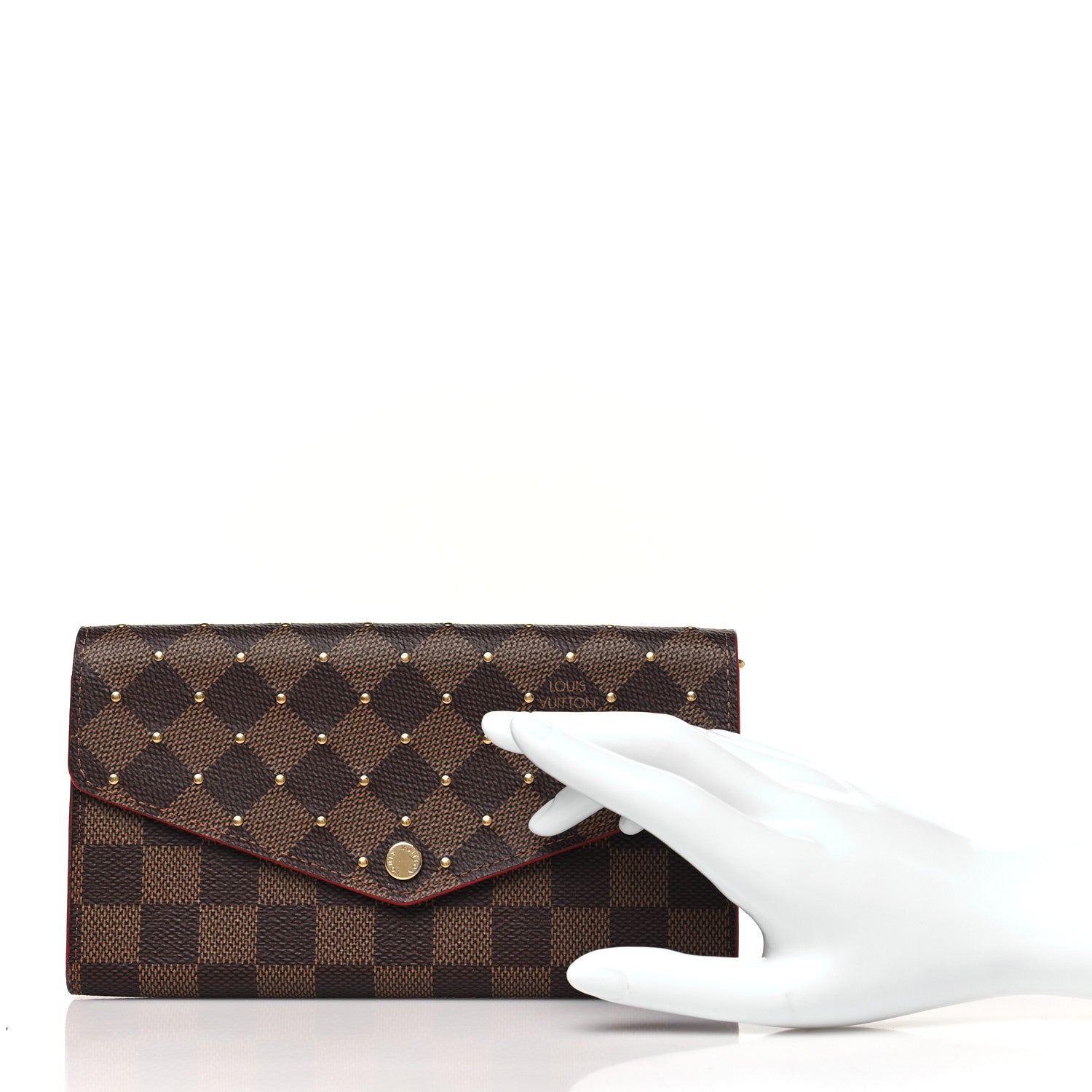 Louis Vuitton Damier Ebene Studded Sarah Wallet NM Cherry 2 of 7