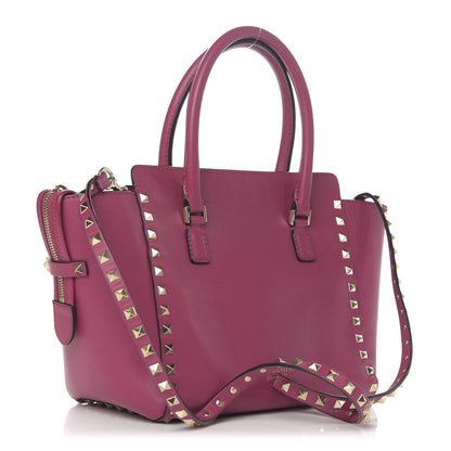 Valentino Garavani Vitello Small Rockstud Double Handle Tote Deep Cyclamin 4 of 17