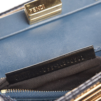 Fendi Python Shiny Nappa Mini Peekaboo Iconic Satchel Blue Jeans 9 of 9