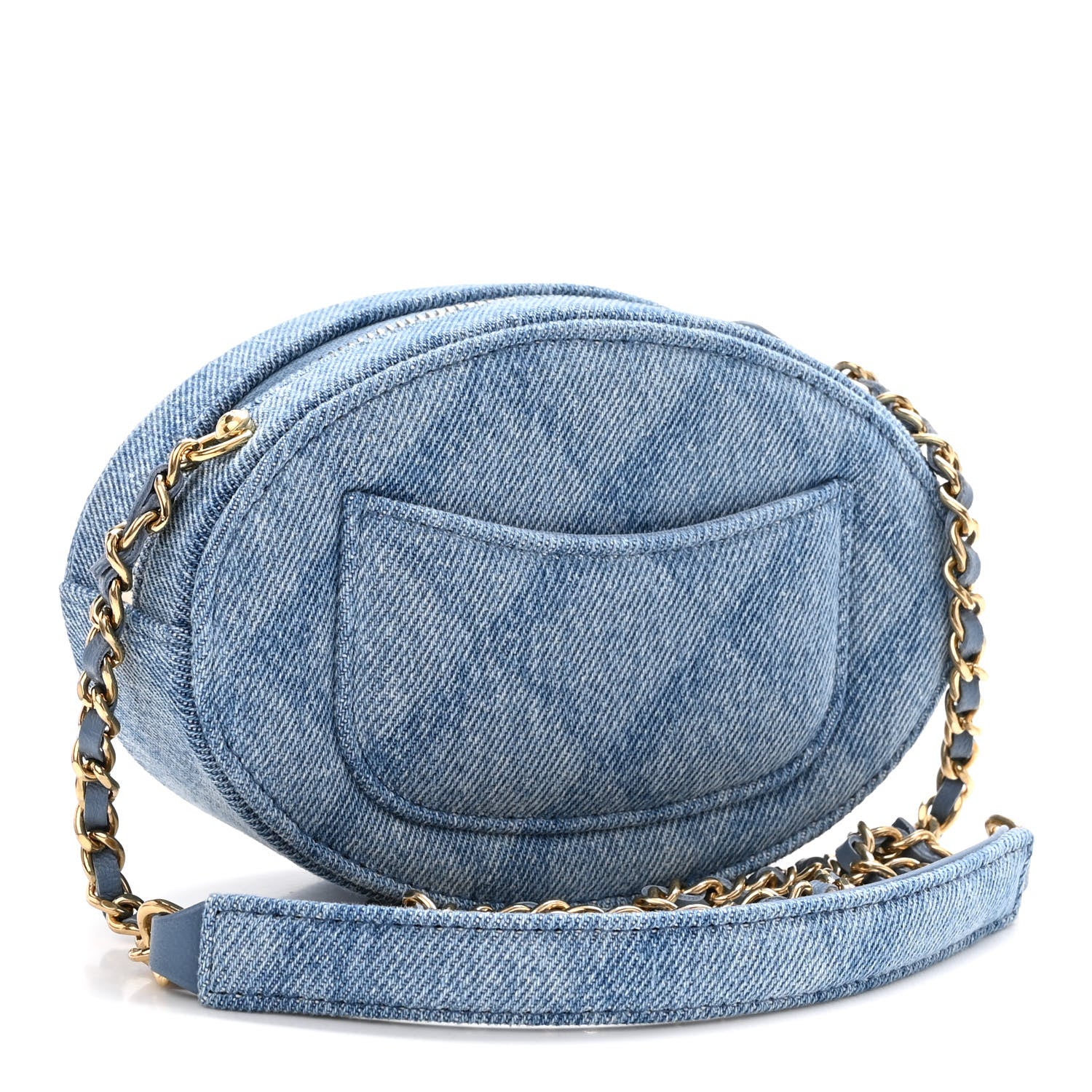 Chanel Denim Printed Chain Clutch Dark Blue 3 of 9