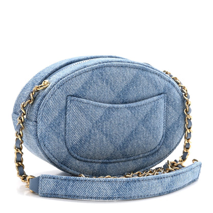 Chanel Denim Printed Chain Clutch Dark Blue 3 of 9