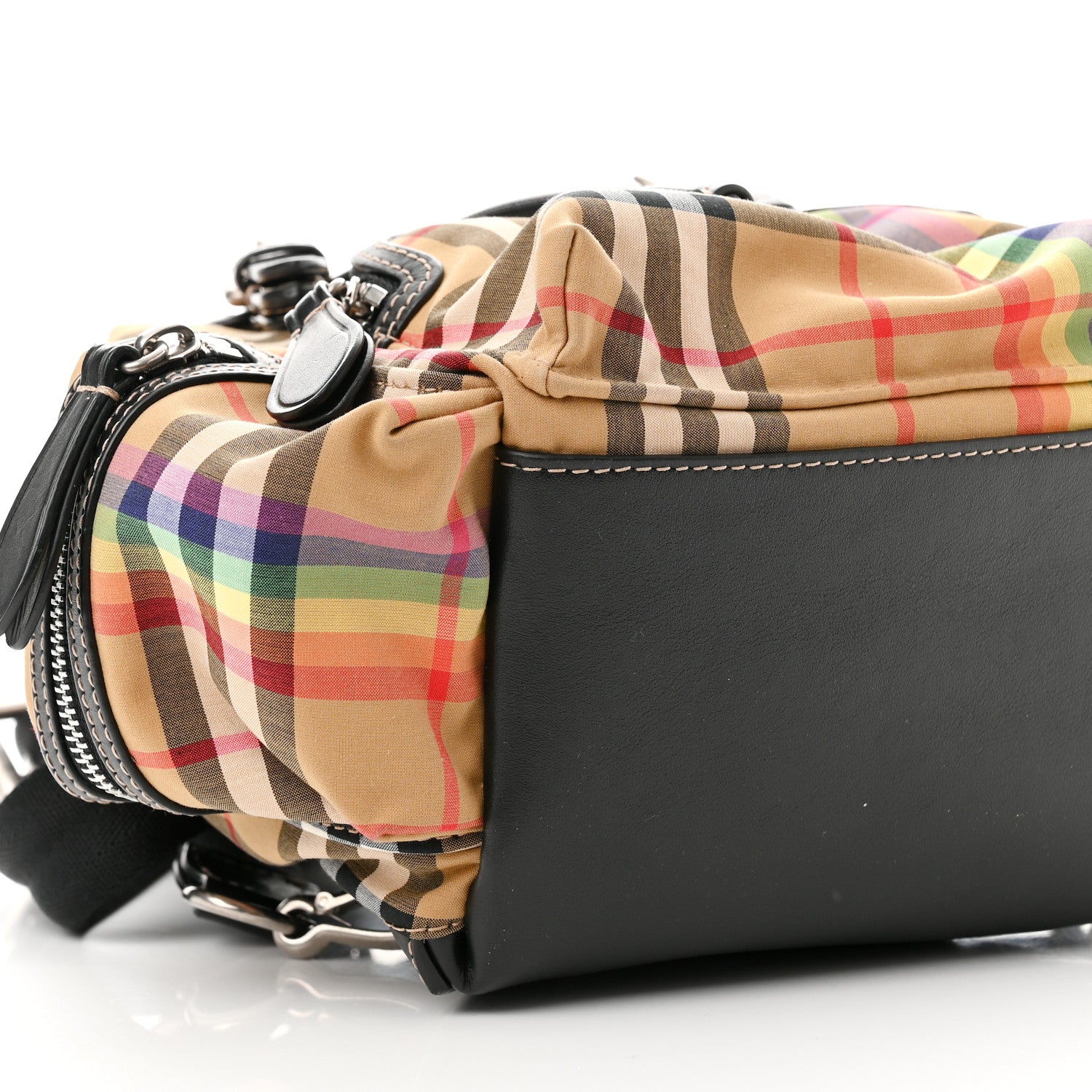 Burberry Vintage Rainbow Check Small Rucksack Backpack Antique Yellow 7 of 8