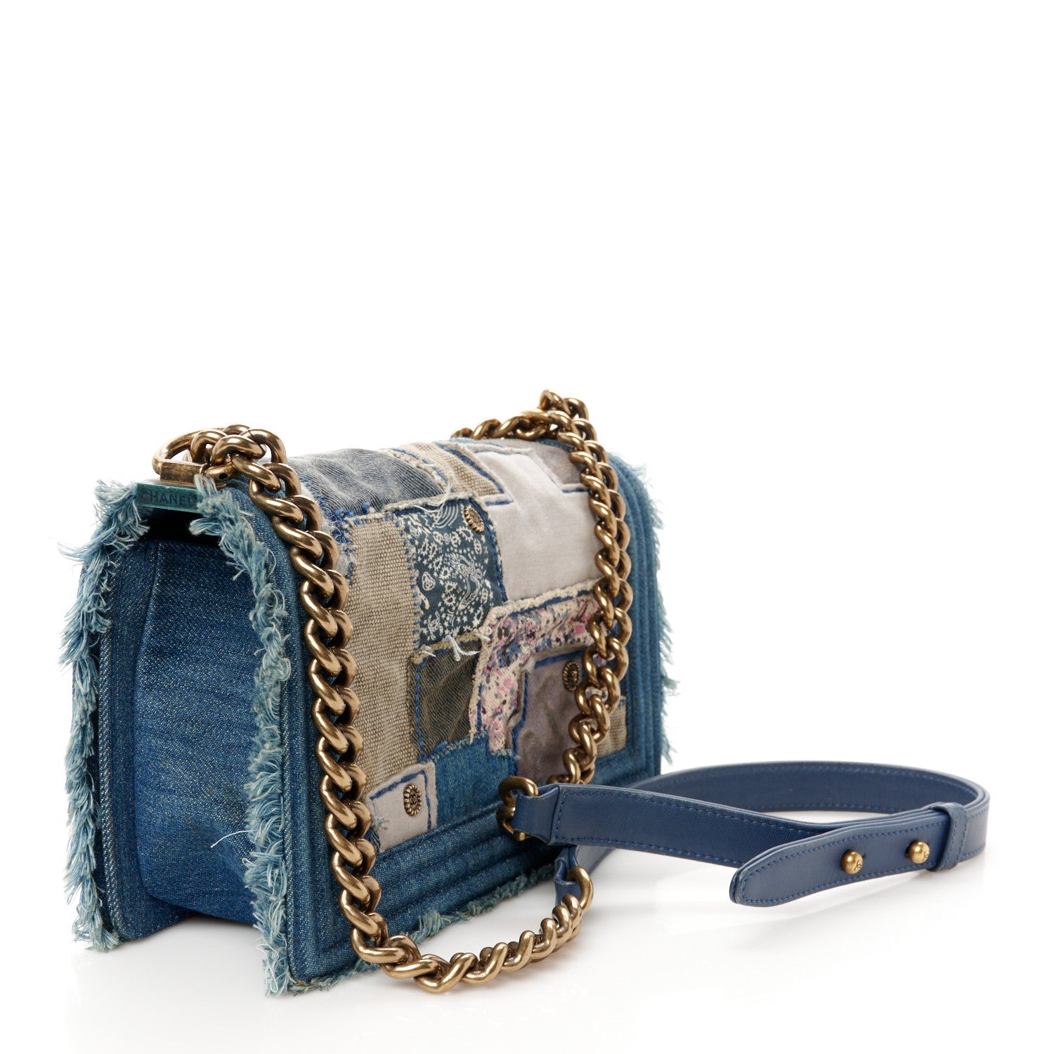 Chanel Denim Patchwork Medium Boy Flap Blue 2 of 9