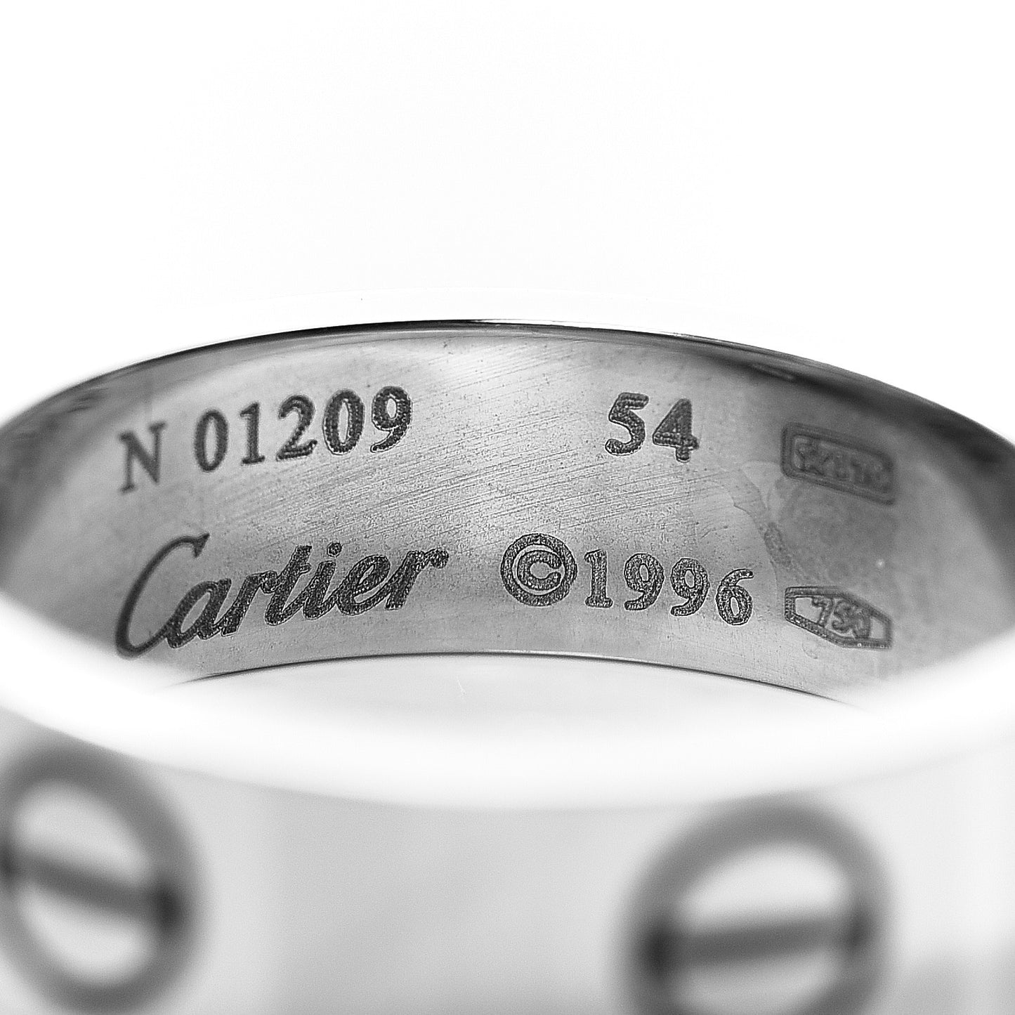 18K White Gold 5.5mm LOVE Ring 54 6.75