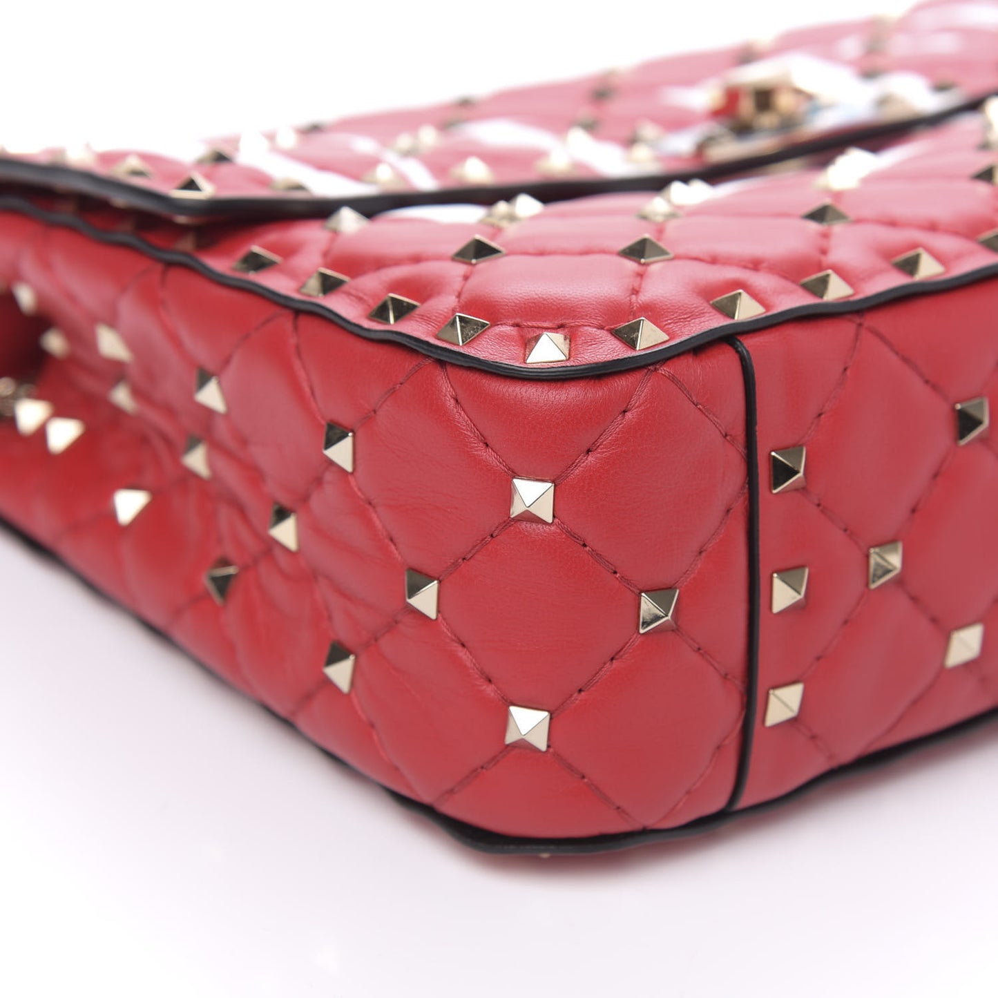Lambskin VLTN Print Medium Rockstud Spike Shoulder Bag Red