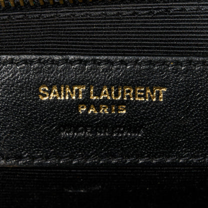 Saint Laurent Grain De Poudre Textured Mixed Matelasse Triquilt Large Monogram Satchel Dark Beige 13 of 21