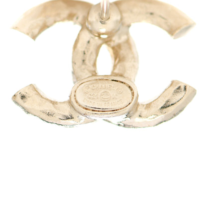 Chanel Textured Metal Crystal CC Earrings Gold 4 of 5