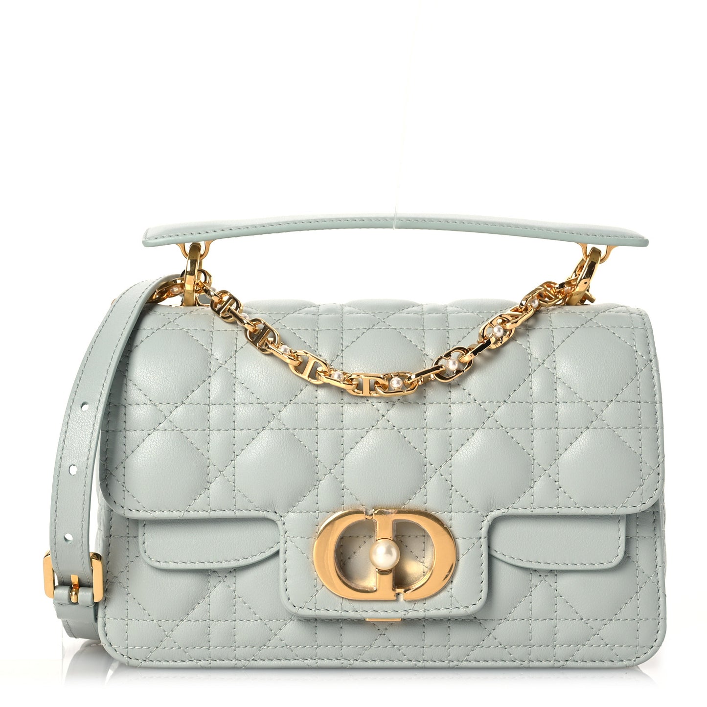 Lambskin Cannage Small Jolie Top Handle Bag Pistachio