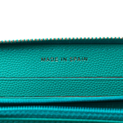 Chanel Caviar Quilted Small Zip Around Wallet Turquoise 6 of 10