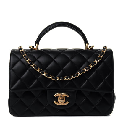 Chanel Lambskin Quilted Mini Top Handle Rectangular Flap Black 1 of 4