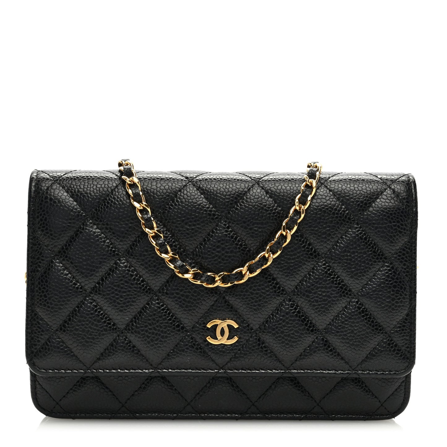 Caviar Quilted Wallet on Chain WOC Black