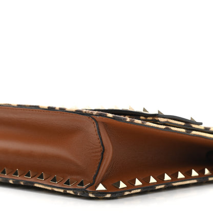 Valentino Garavani Canvas Leopard Print Rockstud Side Slip Wristlet Clutch Tan 9 of 9