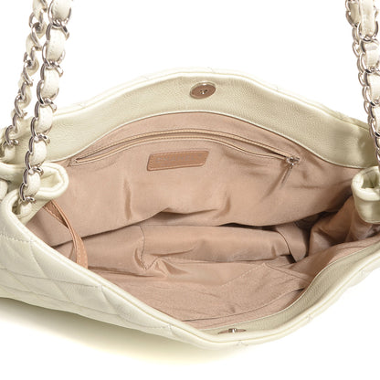 Chanel Quilted Caviar Expandable Zip Shoulder Bag White 5 of 7
