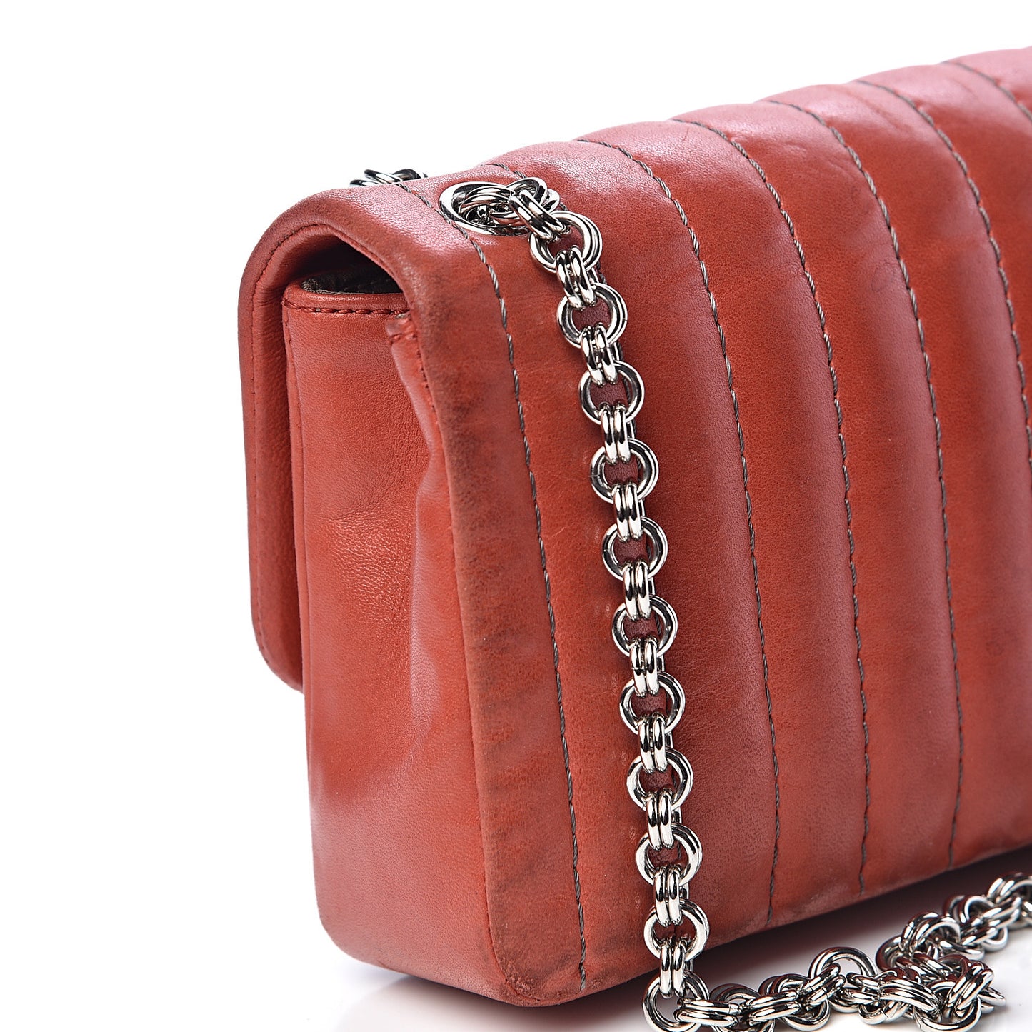Lambskin Vertical Quilted East West Flap Red