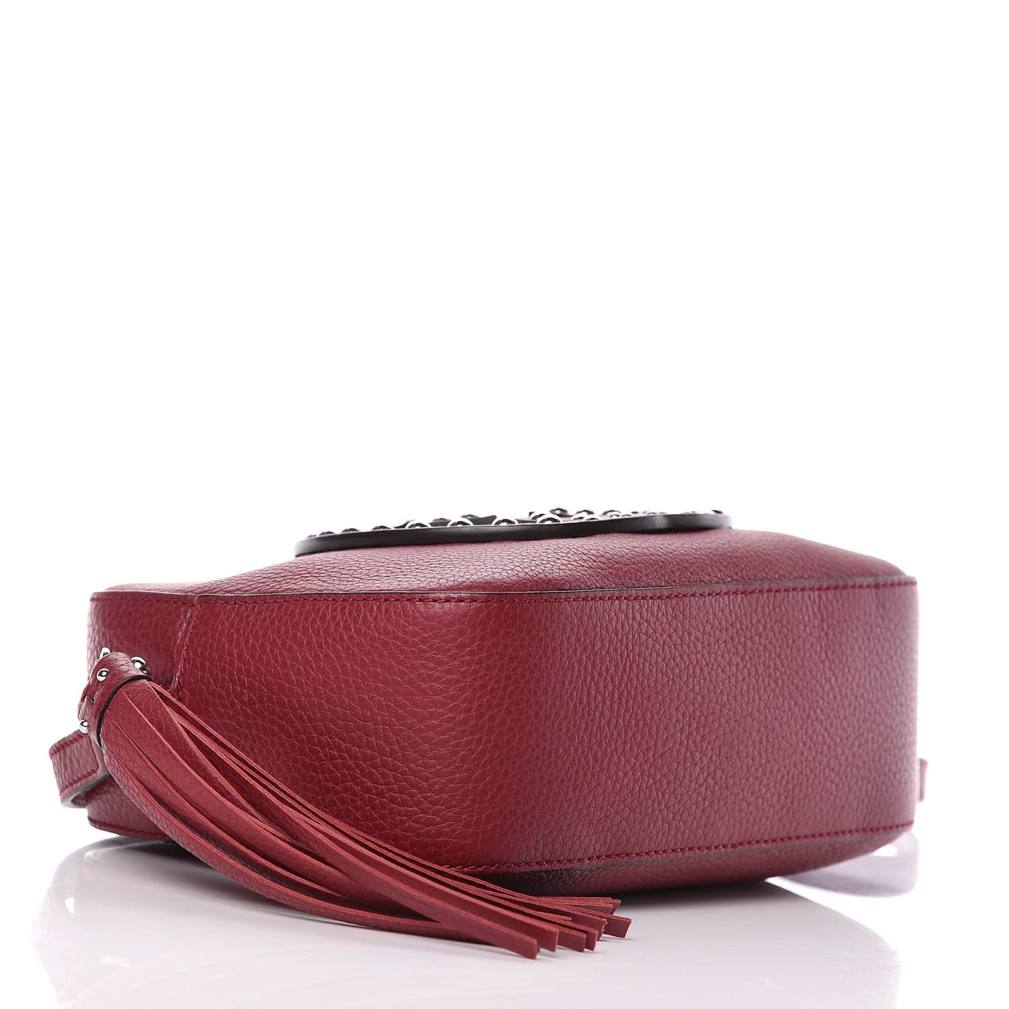 Pebbled Calfskin Studded Small Soho Disco Bag Soft Burgundy