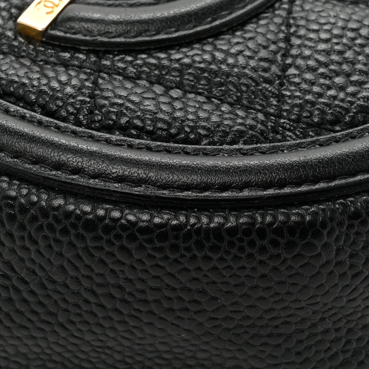Caviar Quilted Round Filigree Crossbody Black