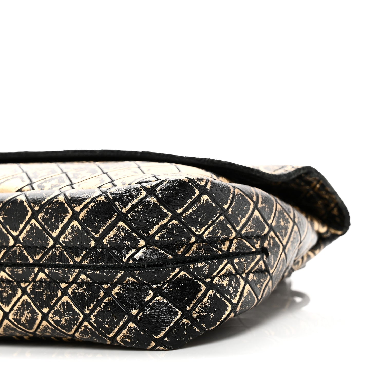 Calfskin Intrecciomirage Embossed Butterfly Chain Crossbody Black Gold