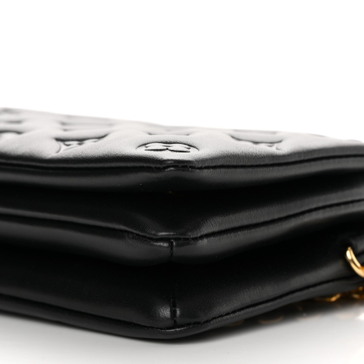 Lambskin Embossed Monogram Pochette Coussin Black