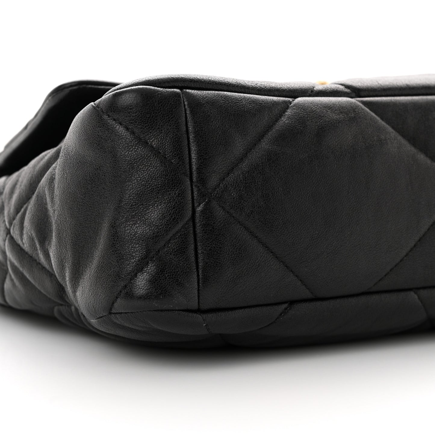 Shiny Goatskin Quilted Large Chanel 19 Flap Black