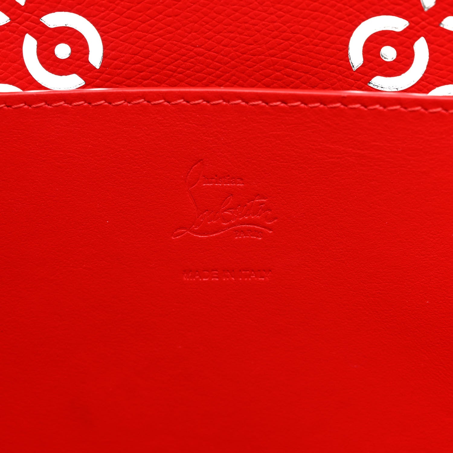 Christian Louboutin Calfskin Perforated Large Loubinthesky Cabarock Spikes Tote Snow 6 of 9