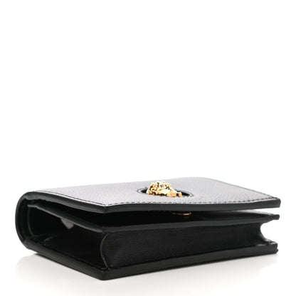 Versace Grained Calfskin Medusa Zip Card Holder Wallet Black 4 of 7