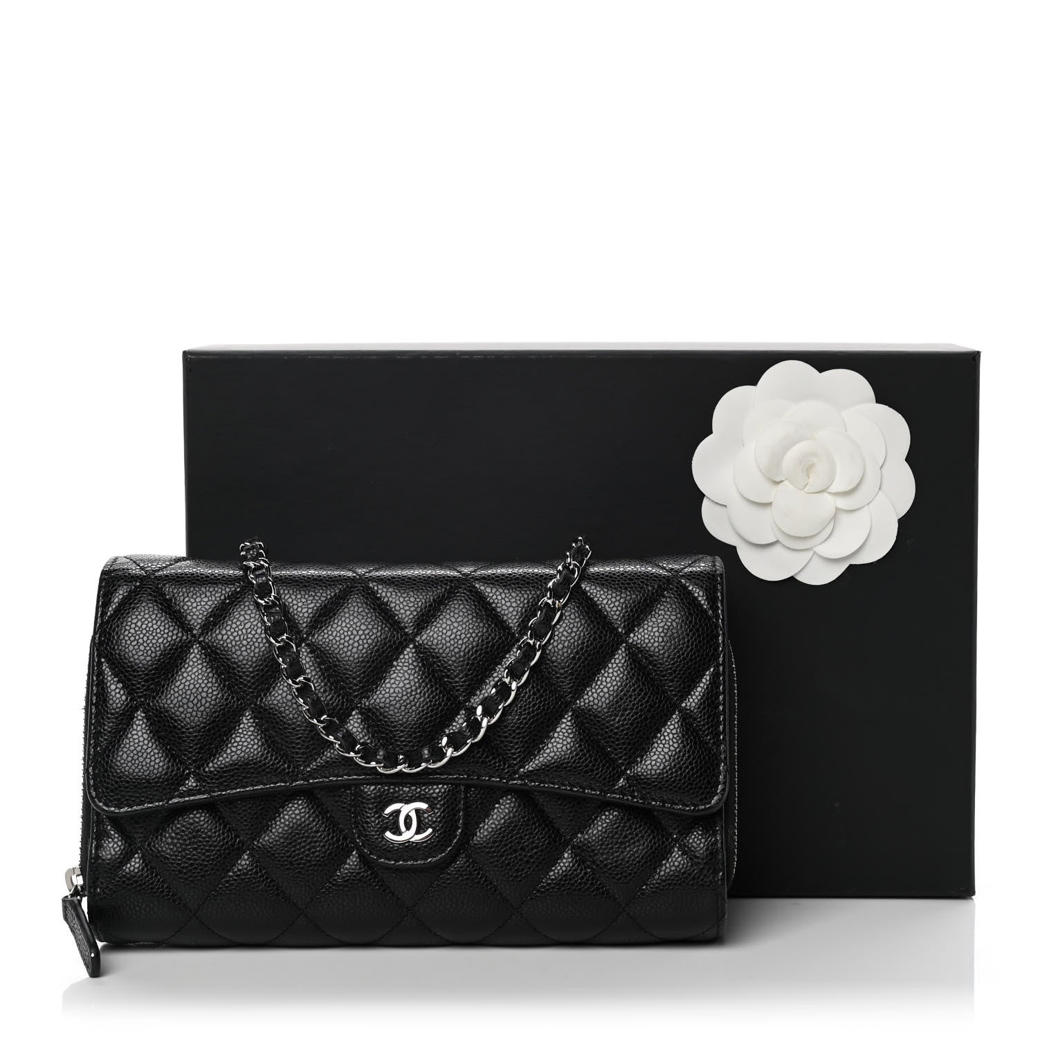 Chanel Caviar Quilted Phone Holder Wallet on Removable Chain Black 15 of 15