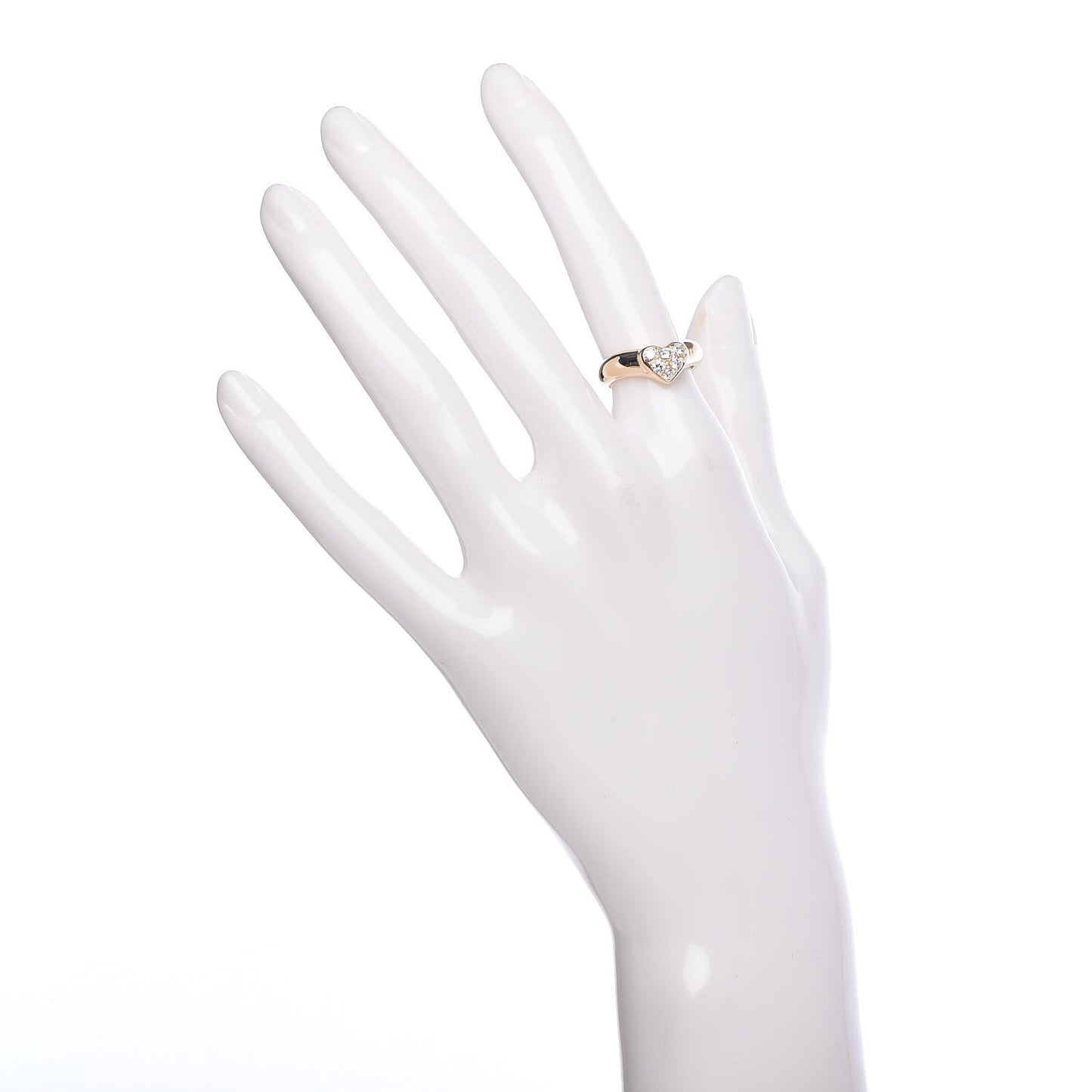 18K Yellow Gold Diamond Heart Band Ring 49 5