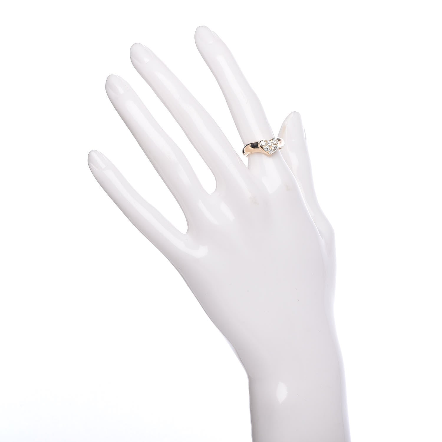 Tiffany 18K Yellow Gold Diamond Heart Band Ring 49 5 2 of 6