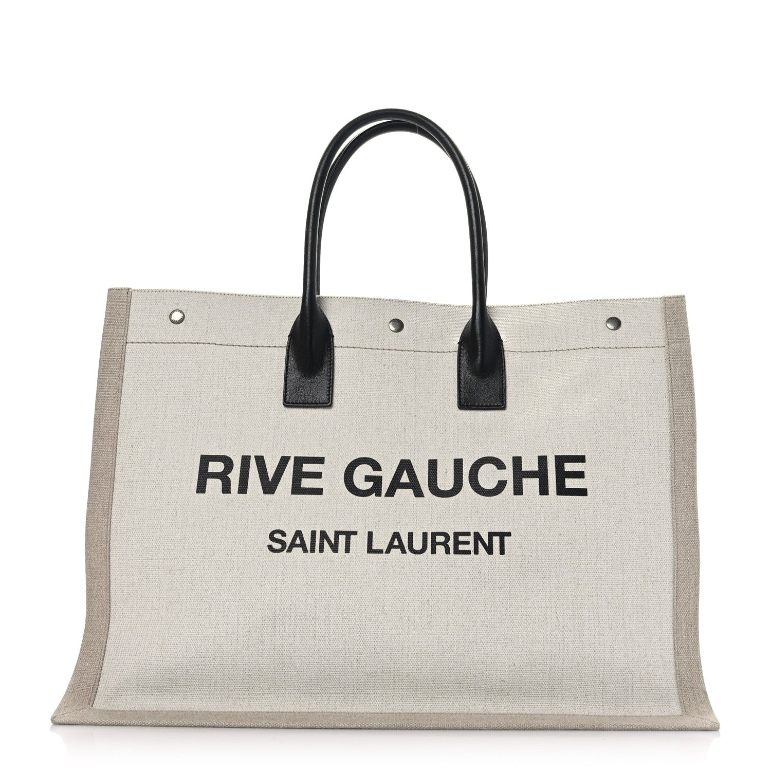 Saint Laurent Linen Calfskin Rive Gauche Tote Optic White 1 of 9