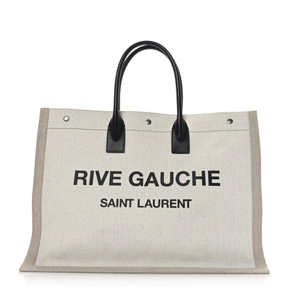 Saint Laurent Linen Calfskin Rive Gauche Tote Optic White 1 of 9