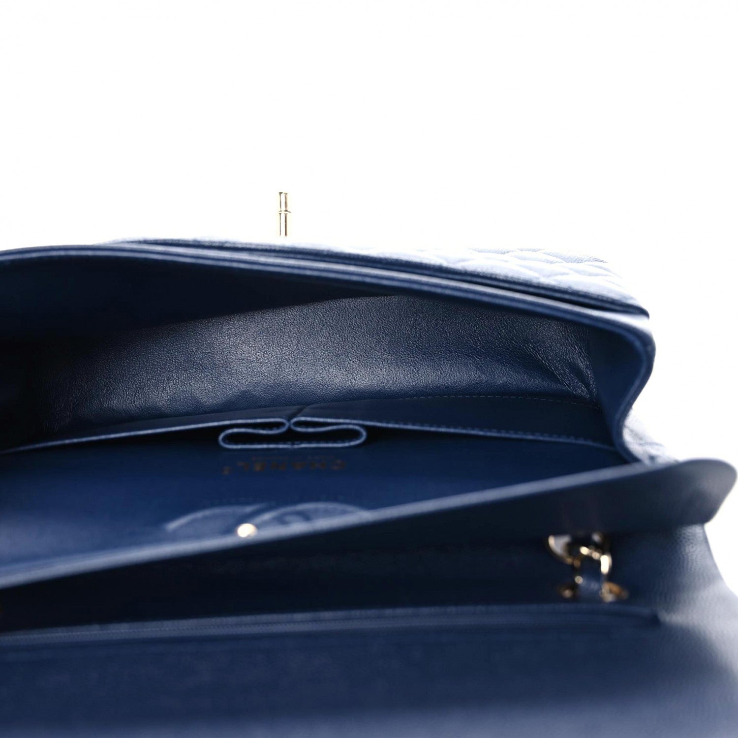 Chanel Caviar Quilted Medium Double Flap Navy 8 of 10