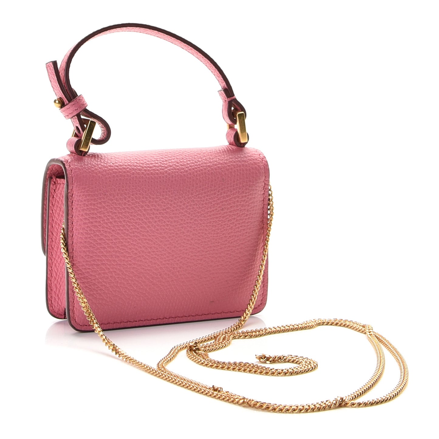 Grainy Calfskin Mini VSling Shoulder Bag Flamingo Pink