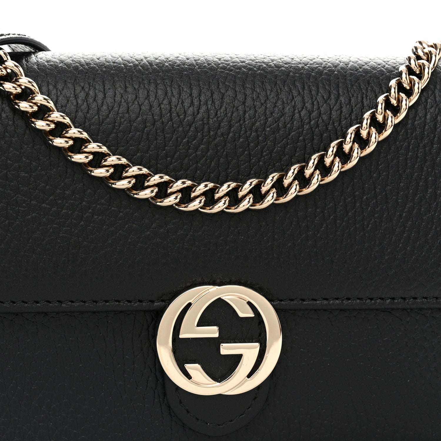 Gucci Dollar Calfskin Interlocking G Chain Wallet Black 8 of 11