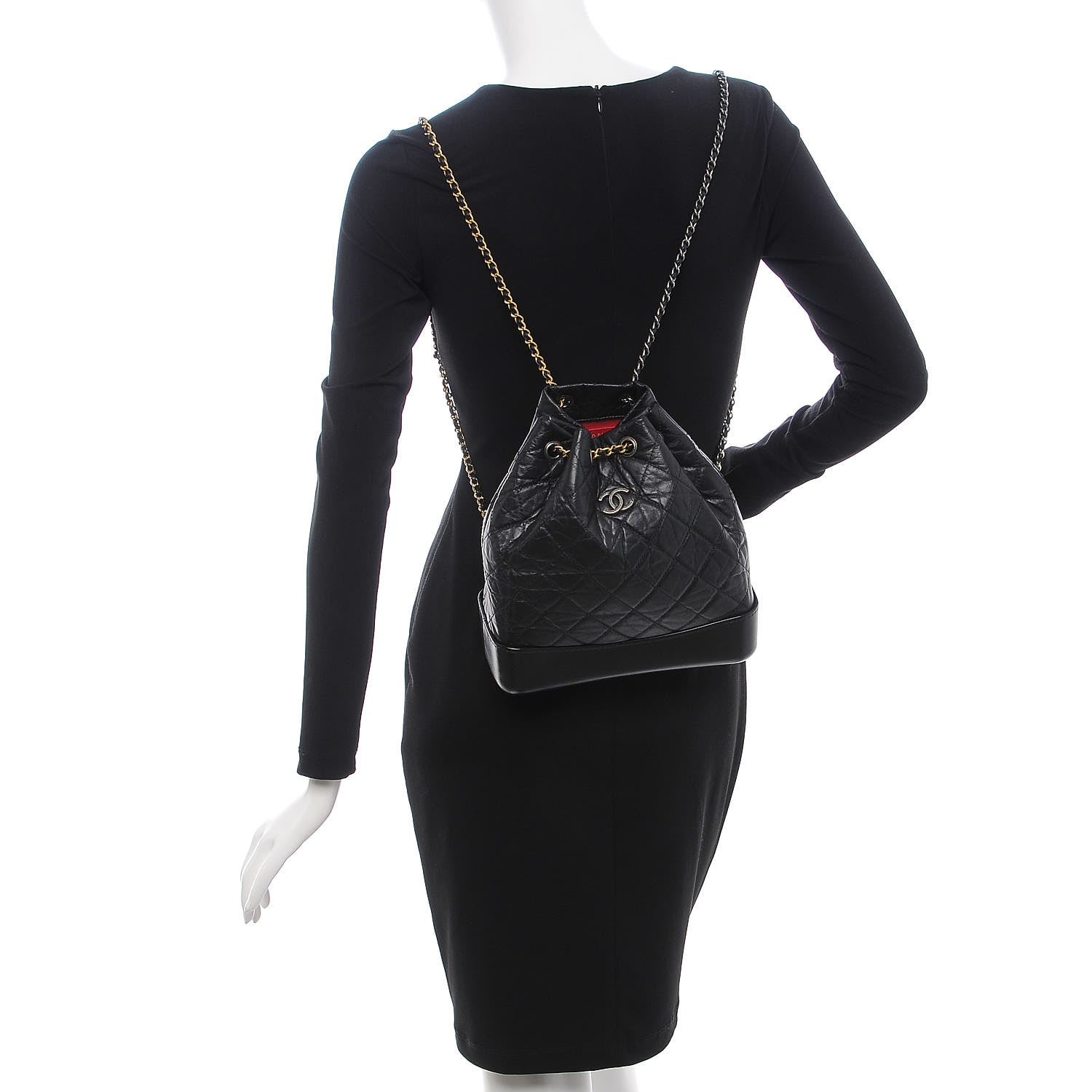 Chanel Aged Calfskin Quilted Gabrielle Backpack Black 2 of 8