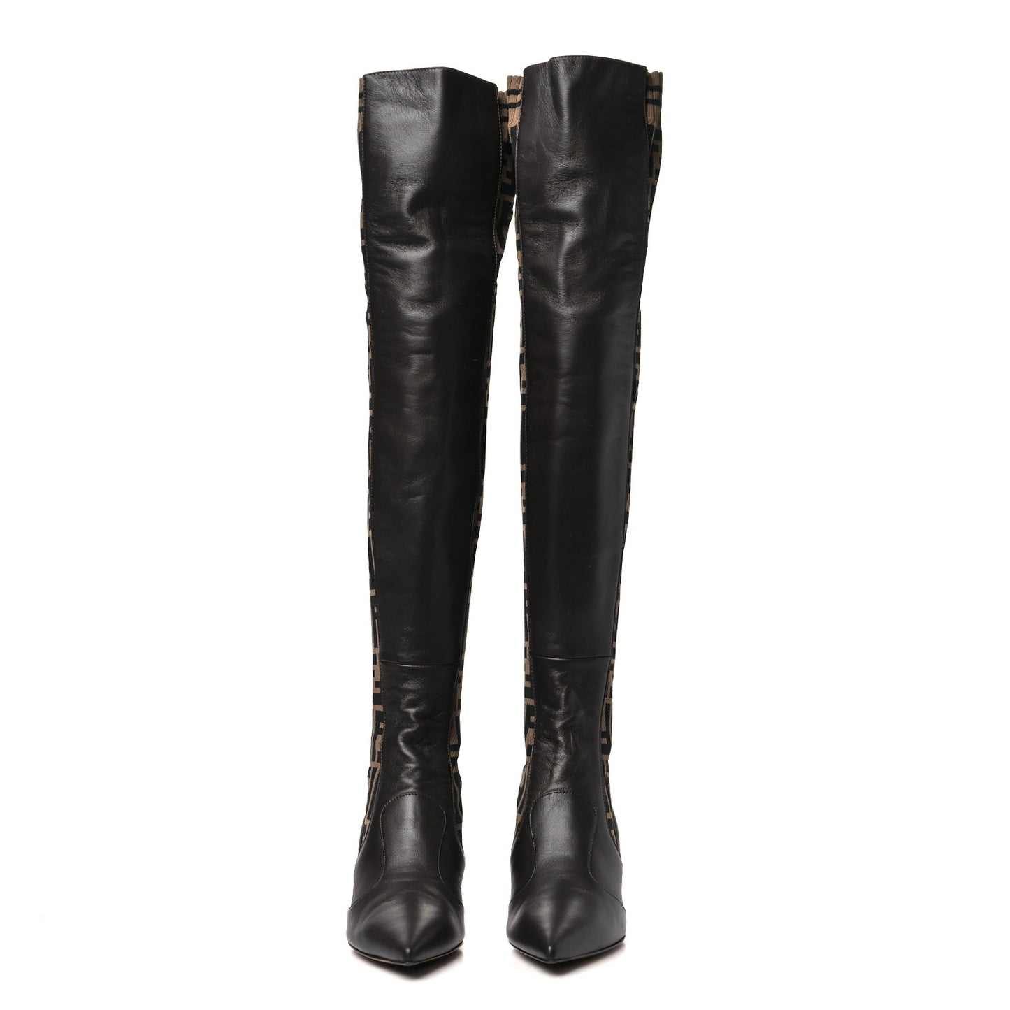 Nappa Microfiber Fabric FF Rockoko Thigh High Boots 35 Ebano Tobacco Black