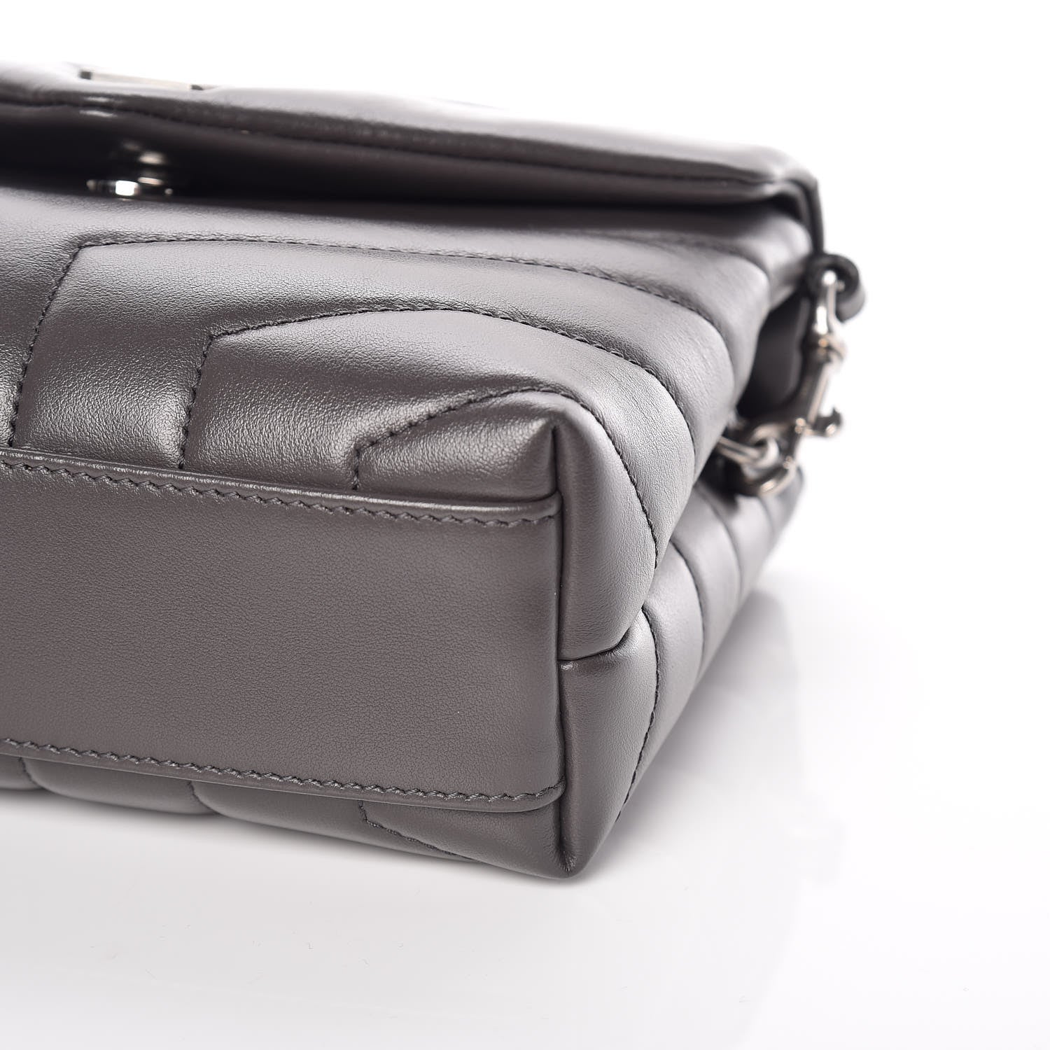Saint Laurent Calfskin Y Quilted Monogram Toy Loulou Crossbody Bag Asphalt 11 of 12