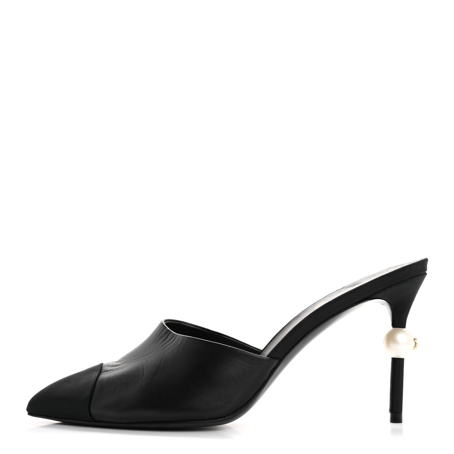 Goatskin Grosgrain Cap Toe Pearl Mule 40 Black