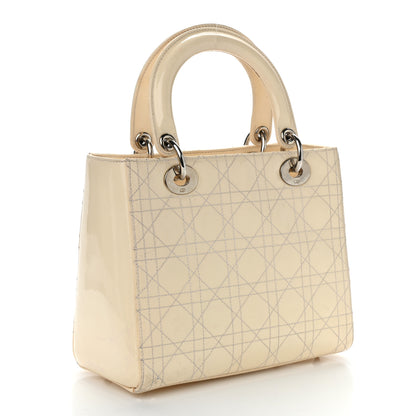 Christian Dior Patent Cannage Stitched Medium Lady Dior White 3 of 15