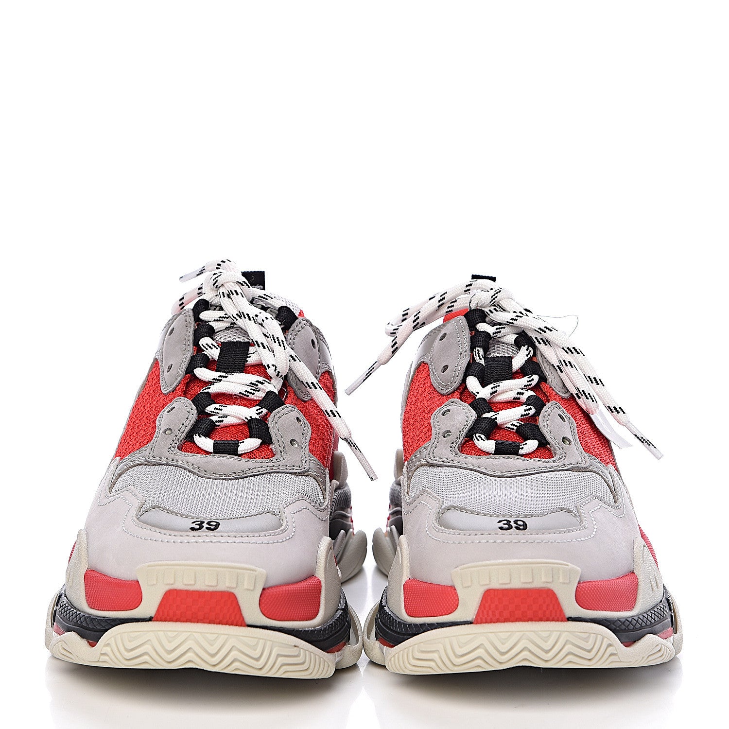 Balenciaga Fabric Mesh Womens Triple S Sneakers 39 Red Grey White 2 of 9