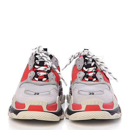 Balenciaga Fabric Mesh Womens Triple S Sneakers 39 Red Grey White 2 of 9