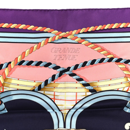Hermes Silk Grande Tenue Scarf 90 Violet Marine Rose 3 of 6