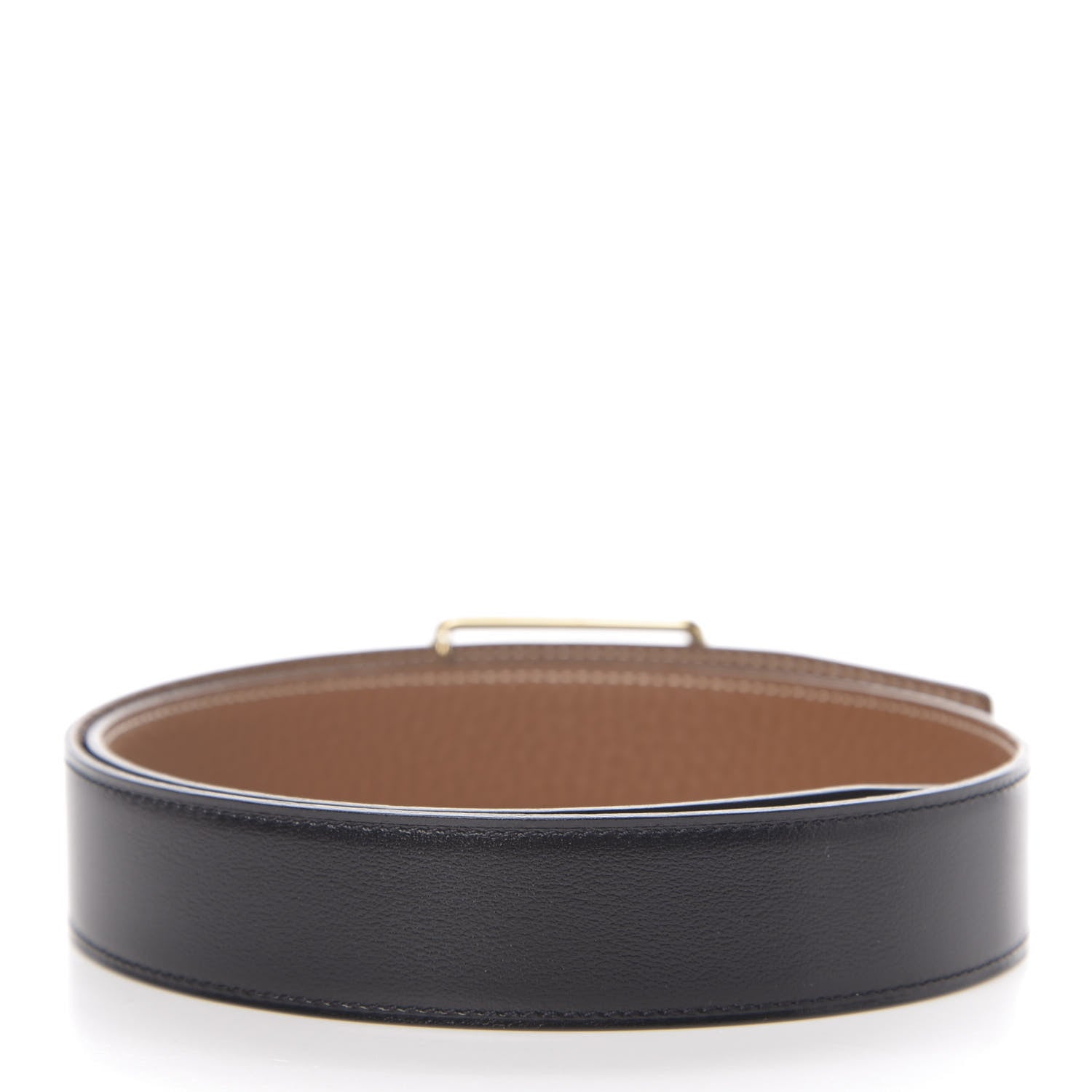 Hermes Togo Calfskin 38mm Oscar Belt 75 Gold Black 2 of 5