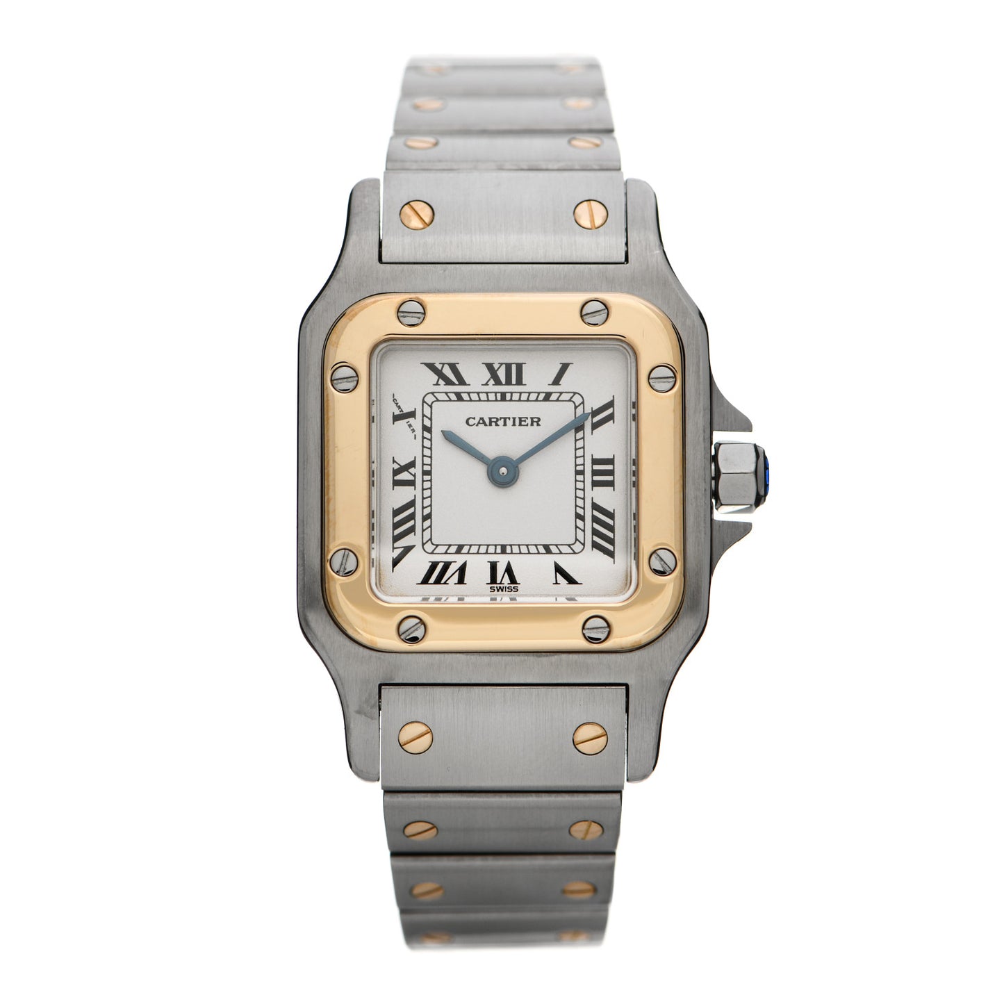 Stainless Steel 18K Yellow Gold 24mm Santos De Cartier Galbee Quartz Watch