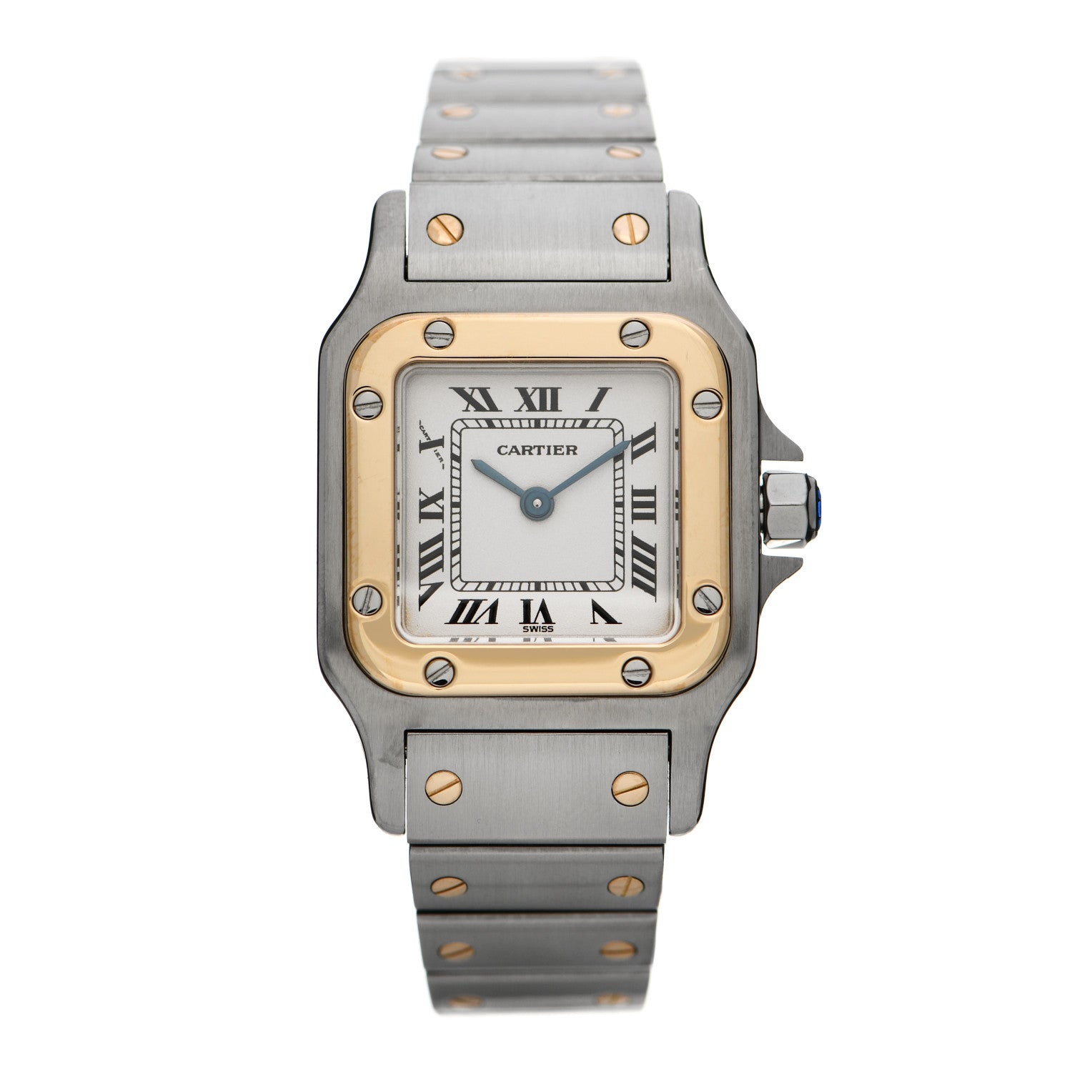 Cartier Stainless Steel 18K Yellow Gold 24mm Santos De Cartier Galbee Quartz Watch 1 of 4