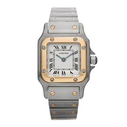 Cartier Stainless Steel 18K Yellow Gold 24mm Santos De Cartier Galbee Quartz Watch 1 of 4
